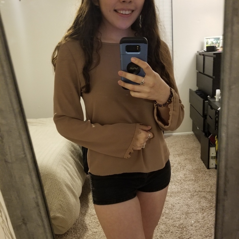 Tan longsleeve blouse